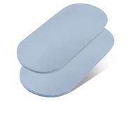 Dudu N Girlie Moses Basket Sheets 67 x 30 cm Cotton | Cradle Fitted Sheets Jersey Soft Bassinet Bedsheet Hypoallergenic Elasticated Breathable Pram Fitted Sheets (Pack of 2, Blue)