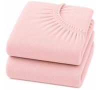 Dudu N Girlie Moses Basket Sheets 75x35cm - Pink, 2 Pack, Soft Jersey Cotton Fitted Bedding for Bassinets & Carrycots
