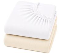 Dudu N Girlie Moses Basket Sheets 75x35cm - White, 2 Pack, Soft Jersey Cotton Fitted Bedding for Bassinets & Carrycots