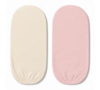 Dudu N Girlie Moses Basket Sheets Fully Fitted - 75 x 30 Moses Basket Bedding - Hypoallergenic Baby Pram Sheets Bedding Elasticated Breathable Easy Care (Pack of 2, Cream & Pink)