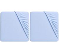 Dudu N Girlie Moses Basket Sheets Fully Fitted - 75 x 30 Moses Basket Bedding - Hypoallergenic Baby Pram Sheets Bedding Elasticated Breathable Easy Care (Single Pack, Blue) (Pack of 2)