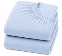Dudu N Girlie Next to Me Crib Sheets 85x51cm - Blue, 2 Pack, 100% Jersey Cotton Fitted Bedding for Bedside & Co-Sleeping Cribs
