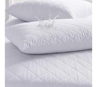 Dudu N Girlie Pillow Protectors 2 Pack Quilted Zipped - Breathable 90 gsm Microfiber Pillow Case Protector White 50x75 cm