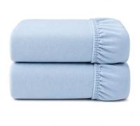 Dudu N Girlie Pram & Cradle Sheets 90x40cm - Blue, 2 Pack, Soft Jersey Cotton Fitted Bedding for Baby Mattresses