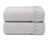 Dudu N Girlie Pram & Cradle Sheets 90x40cm - Grey, 2 Pack, Soft Jersey Cotton Fitted Bedding for Baby Mattresses