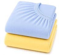 Dudu N Girlie Soft Jersey Cotton Fitted Cot Sheets,Blue & Yellow, 60x120cm