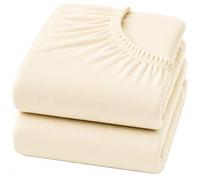Dudu N Girlie Soft Jersey Cotton Fitted Cot Sheets, Cream, 60x120cm, 2 Pack
