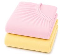 Dudu N Girlie Soft Jersey Cotton Fitted Cot Sheets,Pink & Yellow, 60x120cm