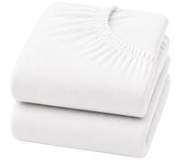 Dudu N Girlie Soft Jersey Cotton Fitted Cot Sheets, White, 60x120cm, 2 Pack | Fully Elasticated, Hypoallergenic, Breathable Fabric, Machine Washable