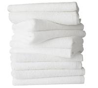 Dudu N Girlie Towels - 12 Cotton Washcloths Set - 60 x 60 cm, White - 100% Ring Spun Cotton, Premium Quality Flannel Face Cloths, Highly Absorbent and Soft Feel Towels -Terry Nappies.