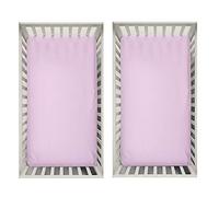 Dudu N Girlie Travel Cot Fitted Sheet 95 x 65 | Pink Travel Cot Sheets 95 x 65cm | Hypoallergenic Toddler Bed Sheet Breathable Easy Care | Junior Bed sheets (Pack of 2, Pink