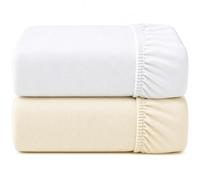 Dudu N Girlie Travel Cot Fitted Sheets 95 x 65 cm - White & Cream, 2 Pack, Soft Breathable Cotton Jersey Bedding