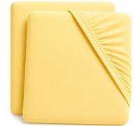 Dudu N Girlie Travel Cot Mattress Sheets 95 x 65 cm - Yellow, 2 Pack, Elasticated Jersey Cotton Fitted Sheets