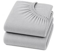 Dudu N Girlie Travel Cot Sheets 95 x 65 cm - Grey, 2 Pack, 100% Jersey Cotton, Compatible with Graco, Joie & Red Kite