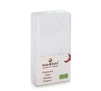 Dudu N Girlie Waterproof Cot Bed Mattress Protector, Non Noisy Toddler Bed Sheets 140 x 70 Fitted Breathable Terry Towel Deep Mattress Protector Topper Cover. White