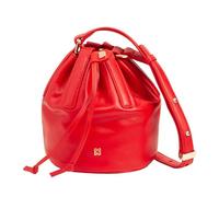 DUDU Piccola Borsa a Secchiello da Donna in Vera Pelle Con Tracolla Regolabile e Chiusura a Coulisse - Borsa a Tracolla Elegant e Compatta Con Cordoncino, Perfetta per l'Uso Quotidiano Flame Red