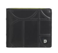 DUDU Portafoglio Piccolo da Uomo RFID in Pelle Stampata, Portafogli Porta Carte Tessere con Patta Interna, Senza Portamonete, Tasca con Retina Black_bright yellow