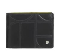DUDU RFID Blocking Men's Printed Leather Wallet, Small Pockets, Wallet with Credit Card Slots, Black_Bright Yellow