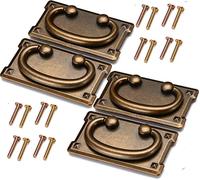 DUDUA 4 Pieces Vintage Drawer Pull Handles, Antique Brass Cabinet Door Furniture Handle for Cupboard Drawer Cabinet Kitchen Decoration with Screws (Yellow)