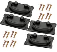 DUDUA 4 Pieces Vintage Drawer Pull Handles, Antique Brass Cabinet Door Furniture Handle for Cupboard Drawer Cabinet Kitchen Decoration with Screws (Black)