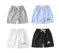 DUDUFUN 4-Pack Little Baby Girls Boys Cotton Cartoon Printed Shorts Outfits,Tag:100; 18-24 Months White