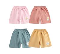 DUDUFUN 4-Pack Little Baby Girls Boys Cotton Cartoon Printed Shorts Outfits,Tag:120; 3-5 Years Pink