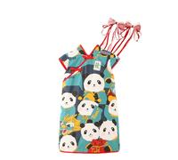 DUDUFUN Toddler Girl Sweet Panda Flower Horse Cartoon Print Cotton A Loose Cheongsam Qipao Short Sleeve Dress+2 Hairpin (Tag:110)