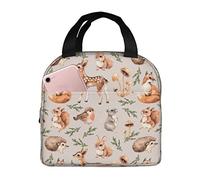 Duduho Cute Forest Animals Lunch Bag Compact Tote Bag Squirrel Deer Fox Hare And Hedgehog Reusable Lunch Box Container For Women Men School Office Work, 6l