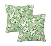 Duduho Cute Frogs Throw Pillow Cover Set of 2 Decorative Square Pillowcase Frog Lover Throw Cushion Case for Bedroom, Living Room, Sofa, Couch and Bed, 16x16 Inch