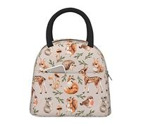 Duduho Forest Little Animals Lunch Bag Large Tote Bag Squirrel Mouse Fawn Fox Hare Hedgehog Reusable Lunch Box Container For Women Men School Office Work, 10l