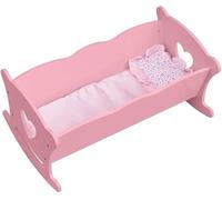 DUDUPIE Wooden Baby Doll Cradle Bed Set with Bedding, Rocking Doll Crib for 18 inch Dolls, Dolls Furniture Cot, Realistic Pretend Play Toy Gift for Girls Boys Kids Ages 3+