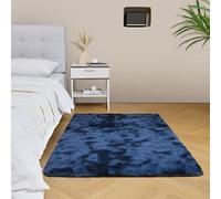 duduta Navy Blue Soft Fluffy Rectangle Rug 3x5 ft, Tie-Dyed Shag Furry Plush Throw Rug for Bedroom Nursery Living Room Home Decor