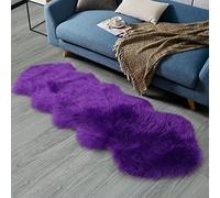 duduta Purple Faux Sheepskin Runner Rugs 2x6 ft, Fluffy Fur Dresser Runners Sofa Couch Covers Washable