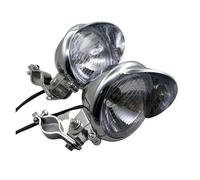 DUDUYANG Motorcycle Headlight 1 Set For Benelli For Ducati For Cafe Racer Chrome Motorcycle Headlight Spot Fog Lamp With Roll Cage Guard Bar Tube Bracket Clamp Headlamp