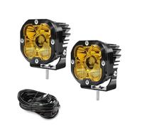 DUDUYANG Motorcycle Headlight For OffRoad For PickUp Truck Motorcycle Driving Lamps Working Light Yellow/White 3000K Super Bright 3 Inch LED Fog Lights Headlamp(Yellow with Wire)