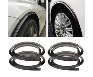 DuDuZui 1.5m/4.9ft Universal Mudguards Car Wheel Fender Extension Moulding Flares Auto Tyre Eyebrow Trim Strip Stick out Edge for Car Protector and Decoration, Carbon Fiber, Pack of 4 PCS