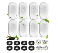 DuDuZui 16PCS Cat Water Fountain Filters, 8 Pack Cat Fountain Filter Replacement with 8 Sponges, for 2L/67oz & 3.2L/108 oz Stainless Steel Pet Water Dispenser