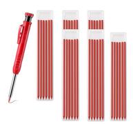 DuDuZui 36Pcs Pencil Refills and 1 Carpenter-Pencil, Red 2.8mm Solid Waterproof Lead Pencils Replacement for Tracer/Pica, Deep Hole Marker, for Architect Woodwork Construction & Building