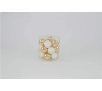 DUE ESSE CHRISTMAS SRL L.Glass White/Gold Balls, 5 cm, 18 Pieces, As Photo, One Size