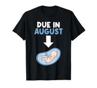 Due in August Birth Baby Belly Newborn Birthday T-Shirt, Men, Black, Medium