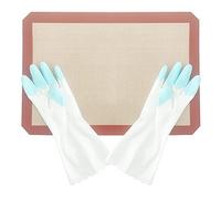 DUEBEL Non-Stick Silicone Baking Mat Set with PVC Gloves, Isomalt Tools, Pastry Isomalt Mat for Baker Confectioner- Mat 16.5”x 12” & Gloves 11.4”x 3.7”