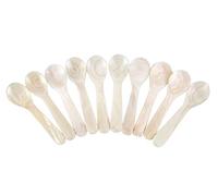 DUEBEL Set of 10 White Mother of Pearl MOP Caviar Spoons for Caviar, Egg, Icecream, Coffee Serving (White, 7x2.1cm)