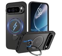 DUEDUE for Google Pixel 10 Pro XL Case with 360°Spin Magnetic Stand[Compatible with MagSafe/PixelSnap][Rotatable Ring Holder], Translucent Cover Protection Case for Pixel 10 Pro XL, Black