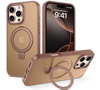 DUEDUE for iPhone 16 Pro Case with Magnetic Stand [Compatible with Magsafe] Adjustable Ring Holder, Slim Translucent Back Military-Grade Drop Shockproof Phone Case for iPhone 16 Pro 6.3", Desert