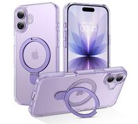 DUEDUE for iPhone 17 Case Clear [Compatible with Magsafe] Invisible Magnet Ring Stand, Slim Transparent Back Non-Yellowing, Military-Grade Drop Shockproof Phone Case for iPhone 17 6.3" 2025, Purple