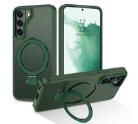 DUEDUE for Samsung Galaxy S22 Plus Case Magnetic with Ring Stand [Compatible with Magsafe], Translucent Matte Back Protective Cover Shockproof Kickstand Phone Case for Galaxy S22 Plus 6.6", Green