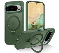 DUEDUE Magnetic Case for Google Pixel 10/Pixel 10 Pro Case with Stand [Compatible with Magsafe] Invisible Ring Holder, Slim Translucent Military Grade Shockproof Phone Case for Pixel 10/10 Pro, Green