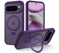 DUEDUE Magnetic Case for Google Pixel 10/Pixel 10 Pro Case with Stand [Compatible with Magsafe] Invisible Ring Holder, Slim Translucent Military Grade Shockproof Phone Case for Pixel 10/10 Pro, Purple