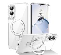 DUEDUE Magnetic Case for Samsung Galaxy S25 Edge with Stand[Compatible with Magsafe]Built-in Adjustable Ring Holder, Slim Transparent Back Shockproof Protective Cover for Samsung S25 Edge 6.7", Clear