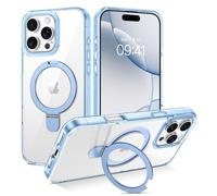 DUEDUE Magnetic for iPhone 16 Pro Max Case with Stand [Compatible with Magsafe] Invisible Ring Holder, Slim Transparent Back Military Grade Shockproof Phone Case Cover for iPhone 16 Pro Max 6.9", Blue